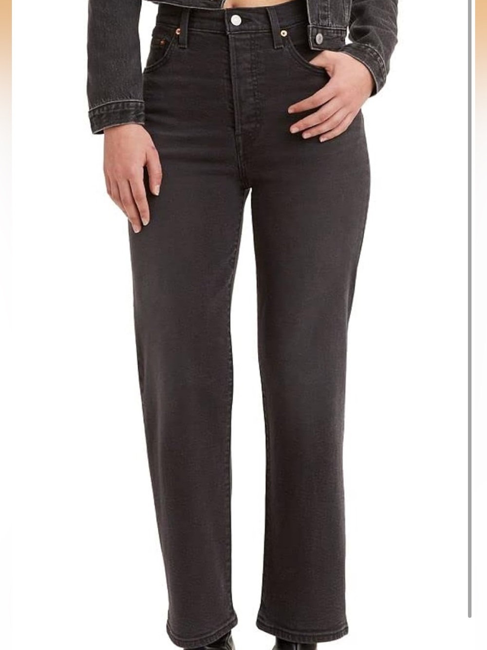 Levi's Ribcage Straight Ankle Jeans 31 faded black